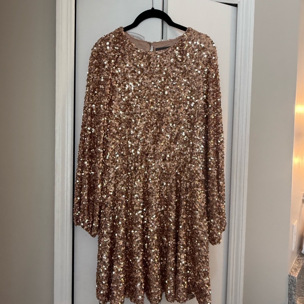 Sunday in Brooklyn Shimmering Rose Gold Sequin dress size large - Picture 3 of 6